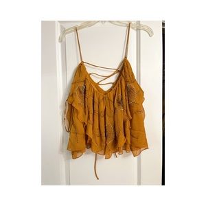Beaded flowy free people crop top